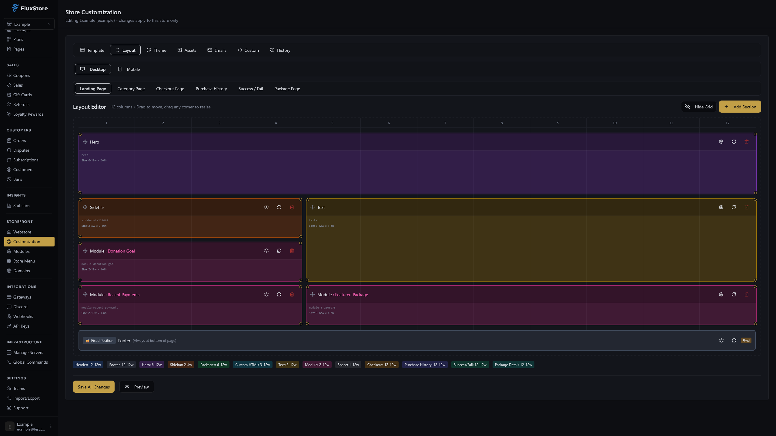FluxStore layout editor