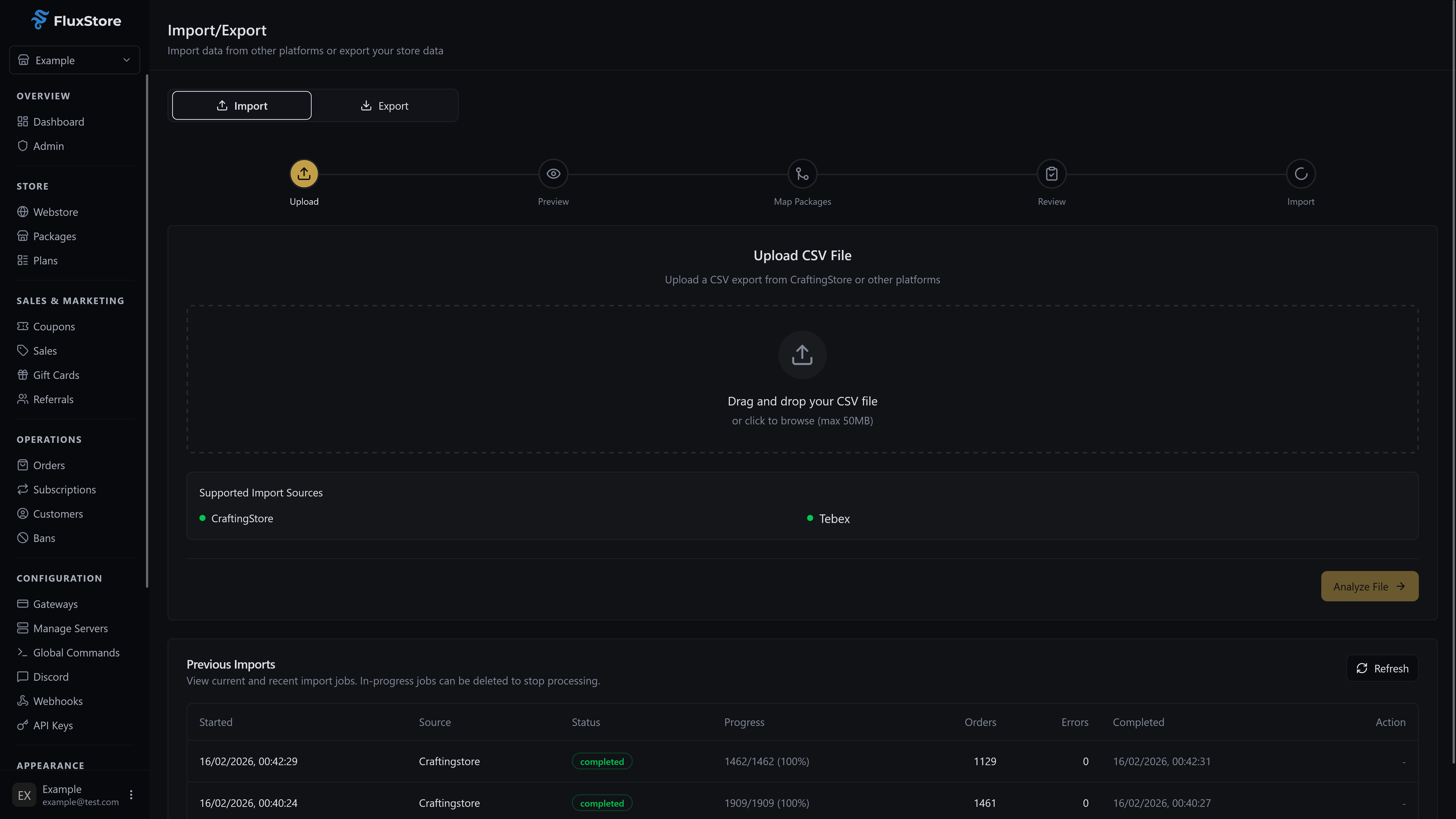 FluxStore import and export tool